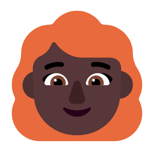 Woman: Red Hair: Dark Skin Tone on Microsoft Fluent