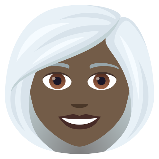 Woman: White Hair: Dark Skin Tone on JoyPixels