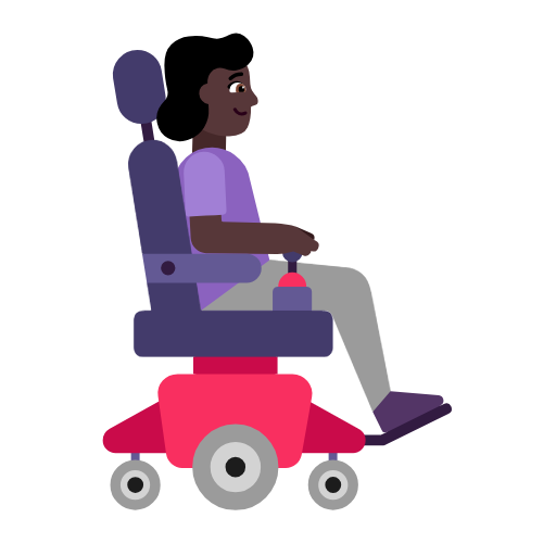 Woman In Motorized Wheelchair Facing Right: Dark Skin Tone on Microsoft Fluent
