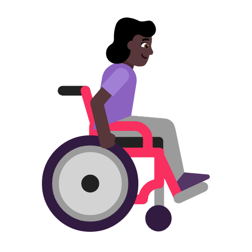 Woman In Manual Wheelchair Facing Right: Dark Skin Tone on Microsoft Fluent