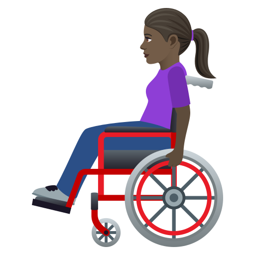Woman In Manual Wheelchair: Dark Skin Tone on JoyPixels