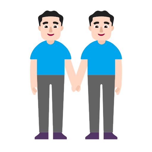 Two Men Holding Hands: Light Skin Tone on Microsoft Fluent