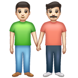 Two Men Holding Hands: Light Skin Tone on WhatsApp