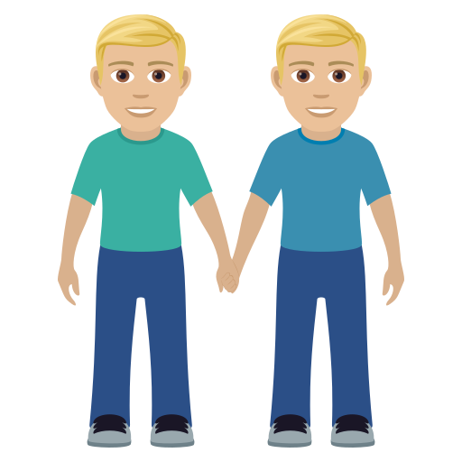 Two Men Holding Hands: Medium-Light Skin Tone on JoyPixels