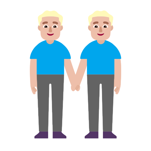 Two Men Holding Hands: Medium-Light Skin Tone on Microsoft Fluent