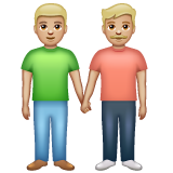 Two Men Holding Hands: Medium-Light Skin Tone on WhatsApp