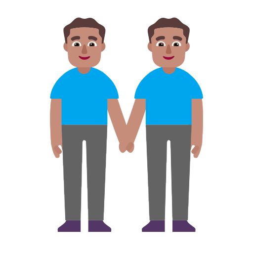 Two Men Holding Hands: Medium Skin Tone on Microsoft Fluent