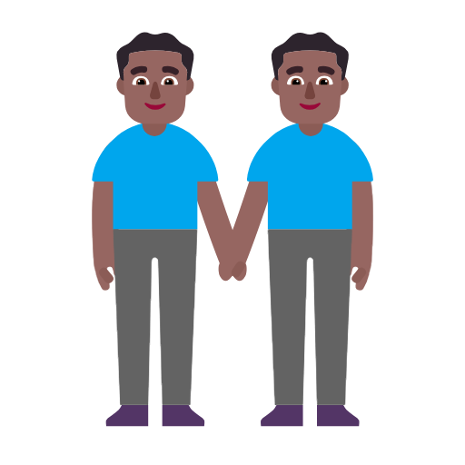 Two Men Holding Hands: Medium-Dark Skin Tone on Microsoft Fluent