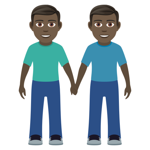 Two Men Holding Hands: Dark Skin Tone on JoyPixels