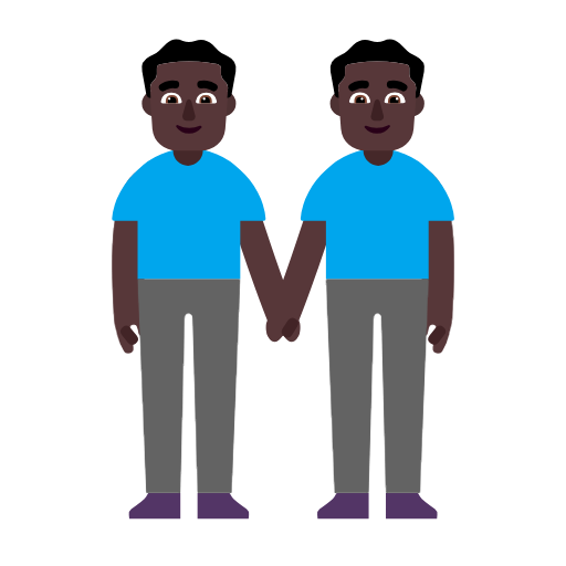 Two Men Holding Hands: Dark Skin Tone on Microsoft Fluent