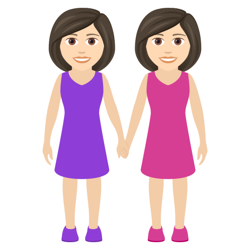 Two Women Holding Hands: Light Skin Tone on JoyPixels