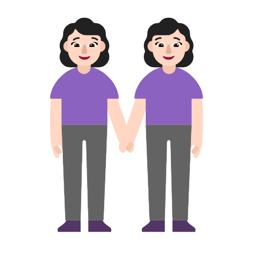 Two Women Holding Hands: Light Skin Tone on Microsoft Fluent