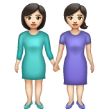 Two Women Holding Hands: Light Skin Tone on WhatsApp