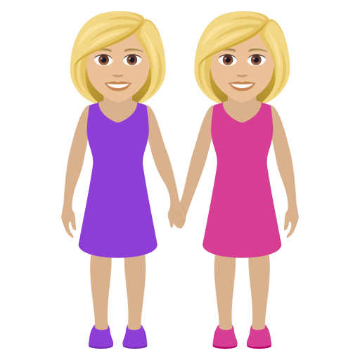 Two Women Holding Hands: Medium-Light Skin Tone on JoyPixels