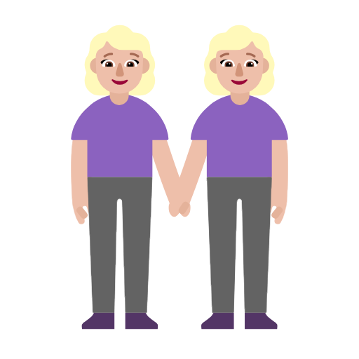 Two Women Holding Hands: Medium-Light Skin Tone on Microsoft Fluent