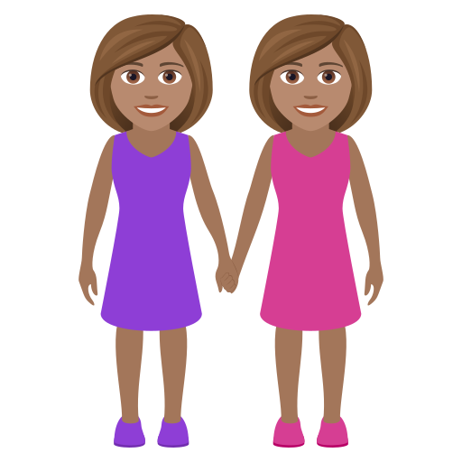 Two Women Holding Hands: Medium Skin Tone on JoyPixels
