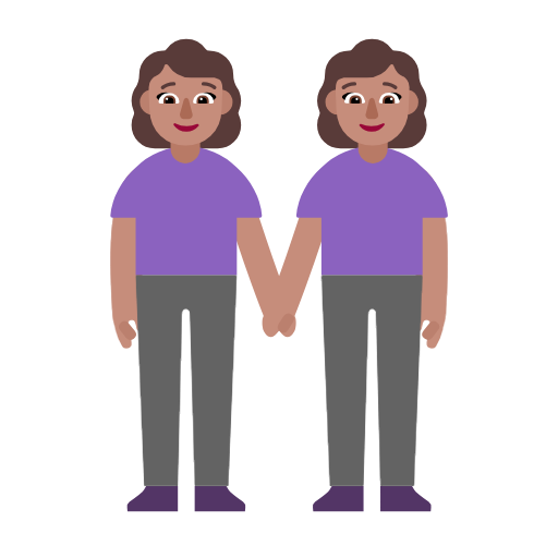 Two Women Holding Hands: Medium Skin Tone on Microsoft Fluent