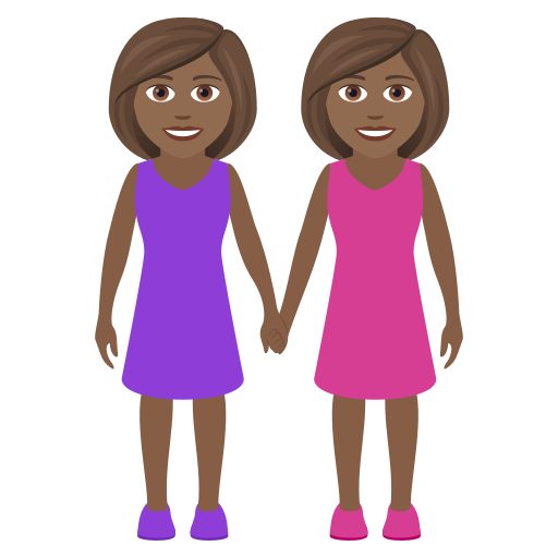 Two Women Holding Hands: Medium-Dark Skin Tone on JoyPixels