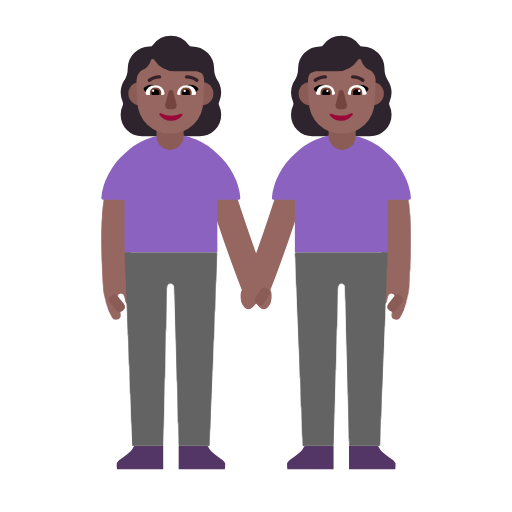 Two Women Holding Hands: Medium-Dark Skin Tone on Microsoft Fluent