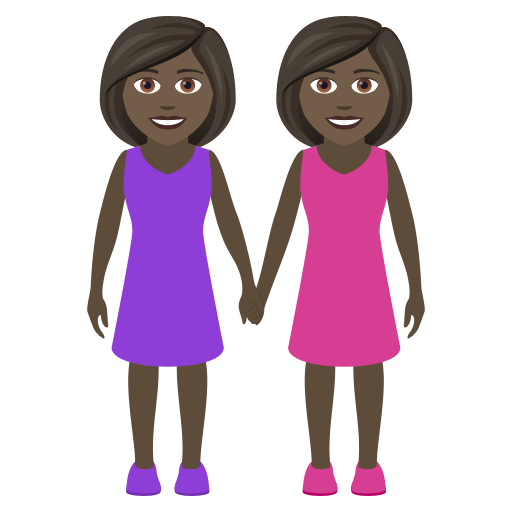 Two Women Holding Hands: Dark Skin Tone on JoyPixels