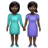 Two Women Holding Hands: Dark Skin Tone on WhatsApp