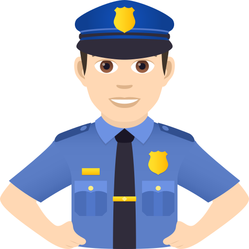 Man Police Officer: Light Skin Tone on JoyPixels