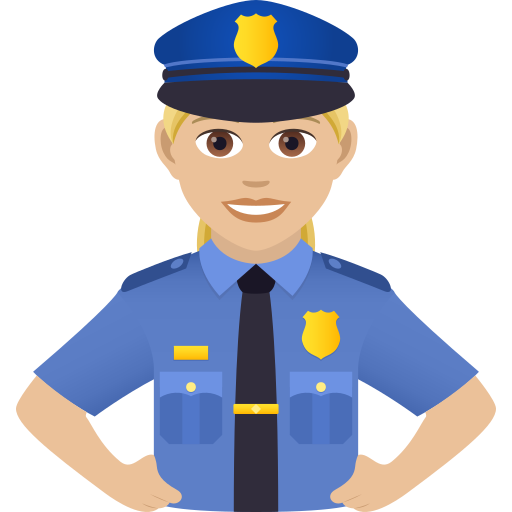 Woman Police Officer: Medium-Light Skin Tone on JoyPixels
