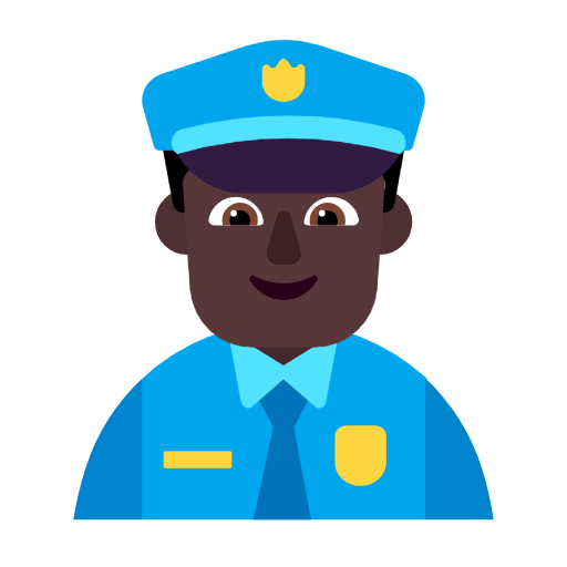 Man Police Officer: Dark Skin Tone on Microsoft Fluent