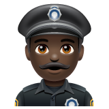 Man Police Officer: Dark Skin Tone on WhatsApp