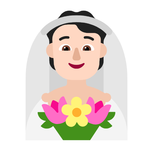 Bride With Veil: Light Skin Tone on Microsoft Fluent