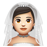 Bride With Veil: Light Skin Tone on WhatsApp