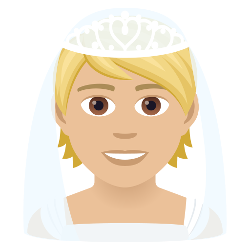 Bride With Veil: Medium-Light Skin Tone on JoyPixels