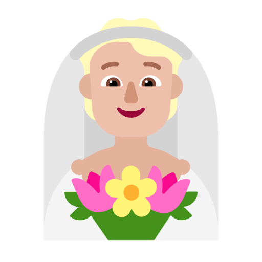 Bride With Veil: Medium-Light Skin Tone on Microsoft Fluent