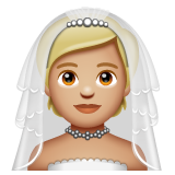 Bride With Veil: Medium-Light Skin Tone on WhatsApp