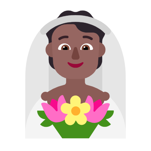 Bride With Veil: Medium-Dark Skin Tone on Microsoft Fluent