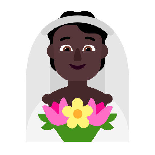Bride With Veil: Dark Skin Tone on Microsoft Fluent