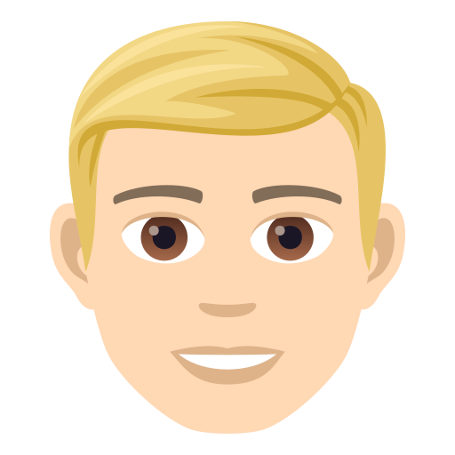 Man: Blond Hair: Light Skin Tone on JoyPixels