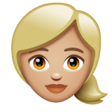 Woman: Blond Hair: Medium-Light Skin Tone on WhatsApp