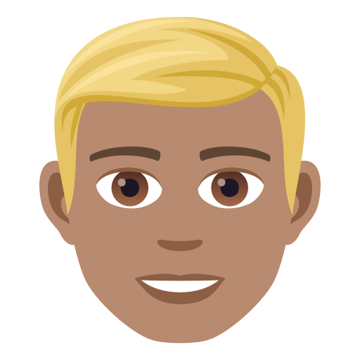 Man: Blond Hair: Medium Skin Tone on JoyPixels