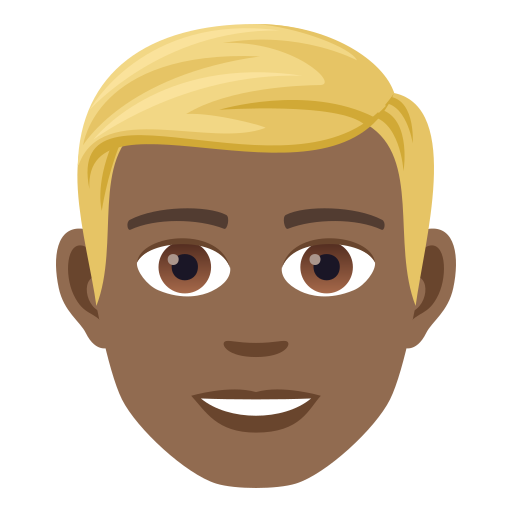 Man: Blond Hair: Medium-Dark Skin Tone on JoyPixels