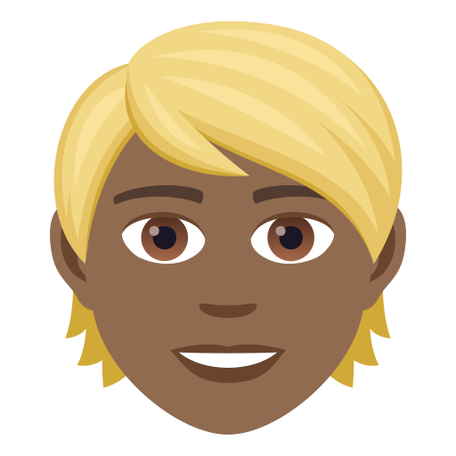 Person With Blond Hair: Medium-Dark Skin Tone on JoyPixels