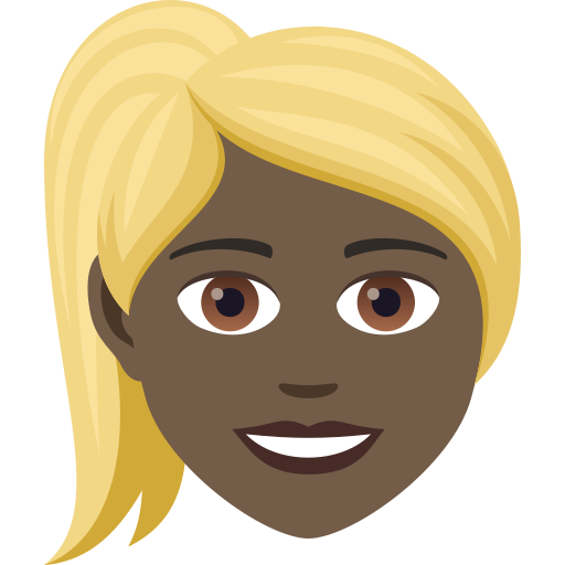 Woman: Blond Hair: Dark Skin Tone on JoyPixels