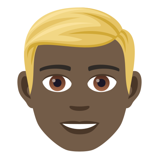 Man: Blond Hair: Dark Skin Tone on JoyPixels
