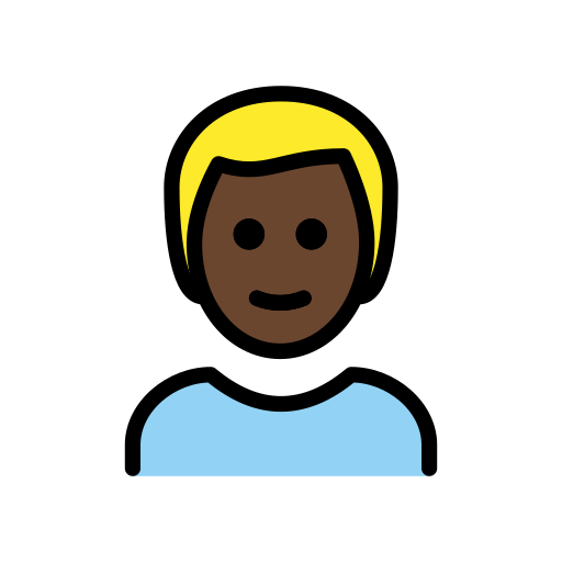 Man: Blond Hair: Dark Skin Tone on OpenMoji