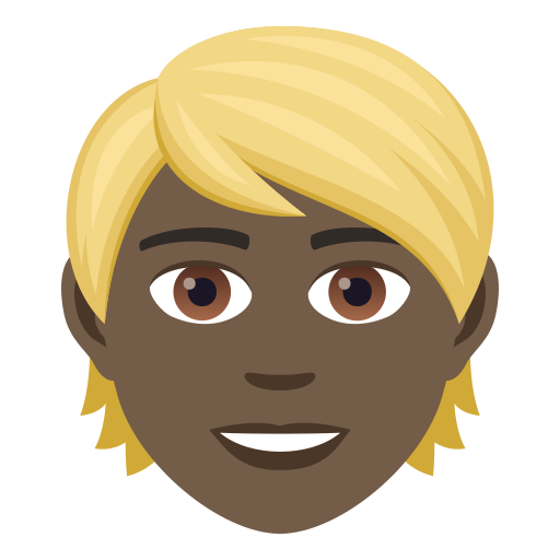 Person With Blond Hair: Dark Skin Tone on JoyPixels