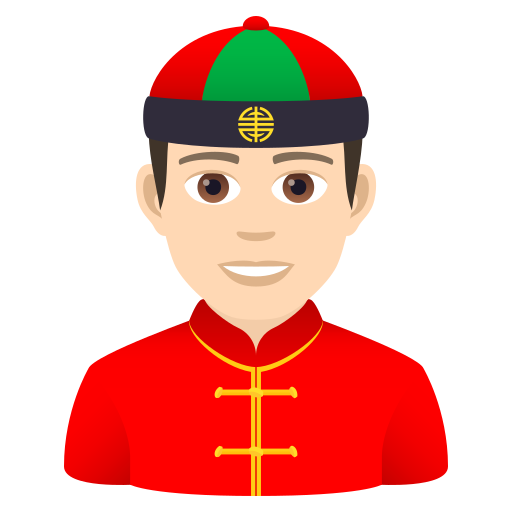 Man With Gua Pi Mao: Light Skin Tone on JoyPixels