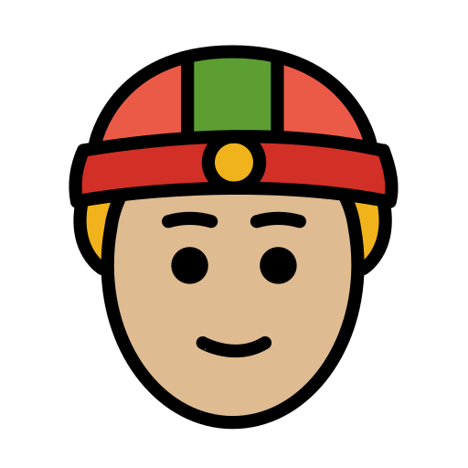 Man With Gua Pi Mao: Medium-Light Skin Tone on OpenMoji