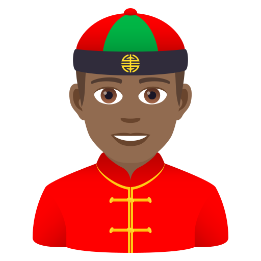 Man With Gua Pi Mao: Medium-Dark Skin Tone on JoyPixels