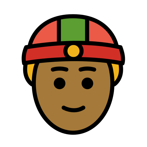 Man With Gua Pi Mao: Medium-Dark Skin Tone on OpenMoji