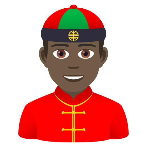 Man With Gua Pi Mao: Dark Skin Tone on JoyPixels